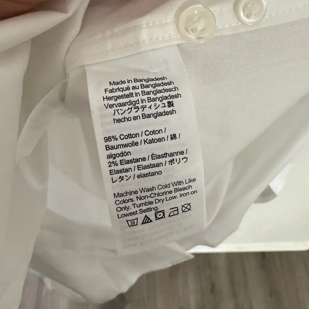 J.Crew Slim-fit Bowery Wrinkle-Free Shirt Mens XL White Stretch Cotton Button Up